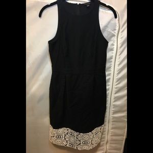 Ann Taylor Black Tweed, Floral Embroidered Dress